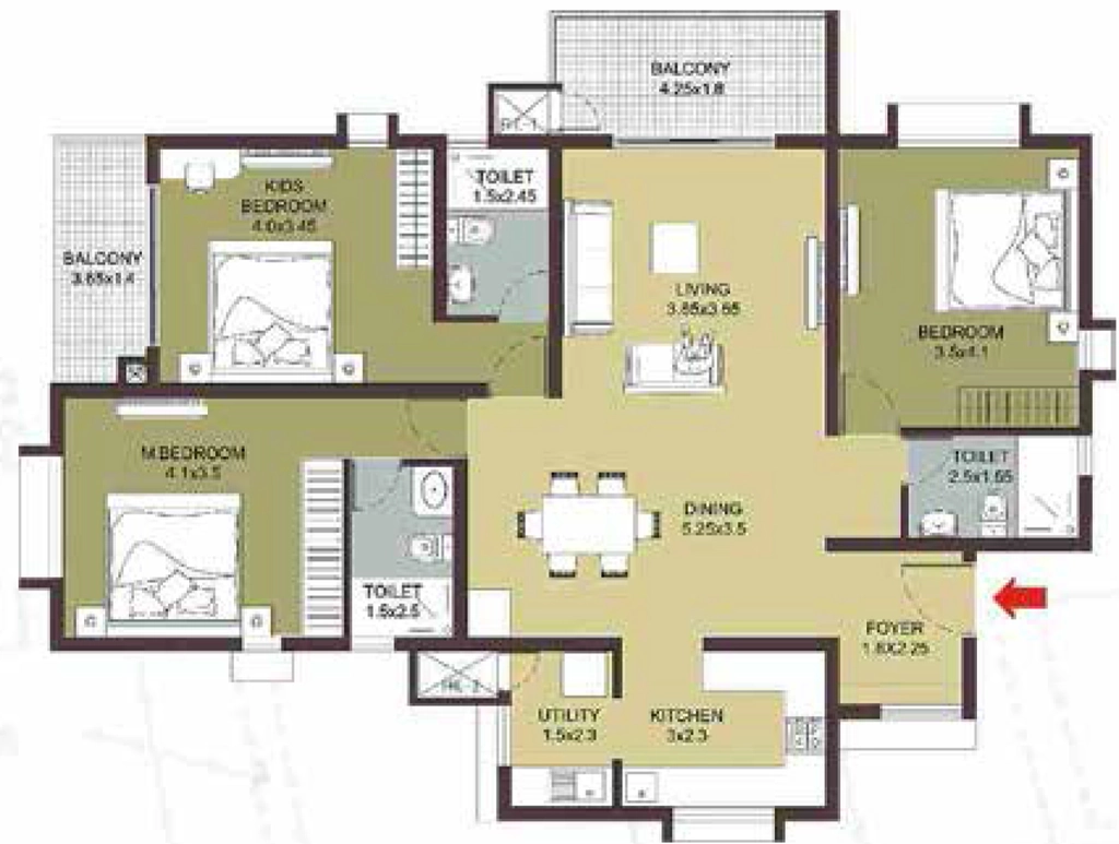 3 BHK Flat in Carbon Cornerstone in Hennur Road, Bangalore - Image 917940