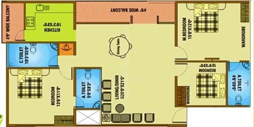 3 BHK Flat in Flourish May Flower Classic in Murugeshpalya, Bangalore - Image 917952