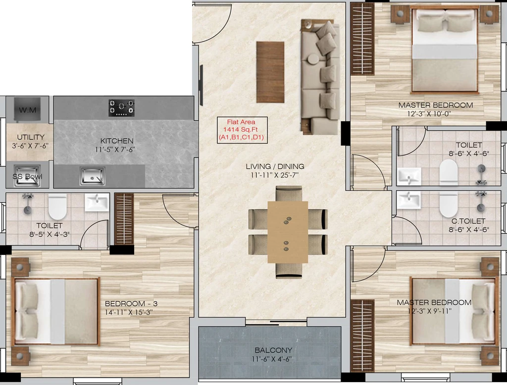 3 BHK Flat in Sreenivasa Sai Ganesh in Mylapore, Chennai - Image 917646