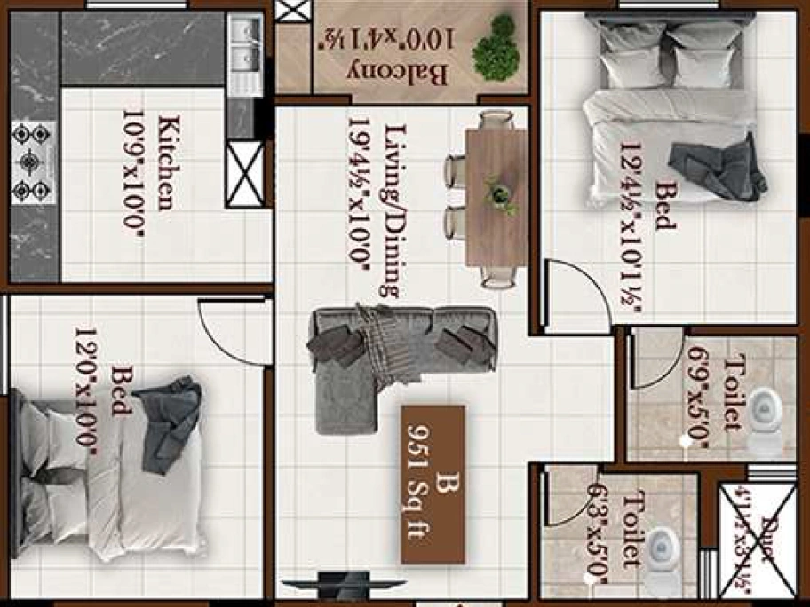 2 BHK Flat in Built Seyon Apartments in Mugalivakkam, Chennai - Image 917650