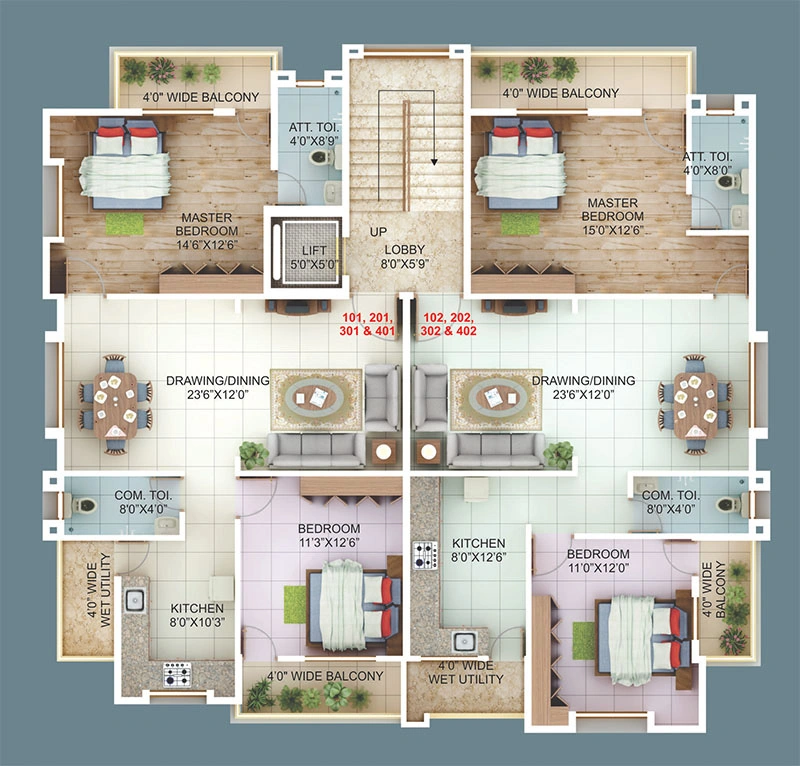 Floor Plan of Ficon The Radian in Zingabai Takli, Nagpur - Image 403282
