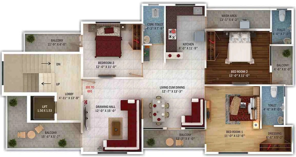 3 BHK Flat in Ficon The Pine in Zingabai Takli, Nagpur - Image 918052