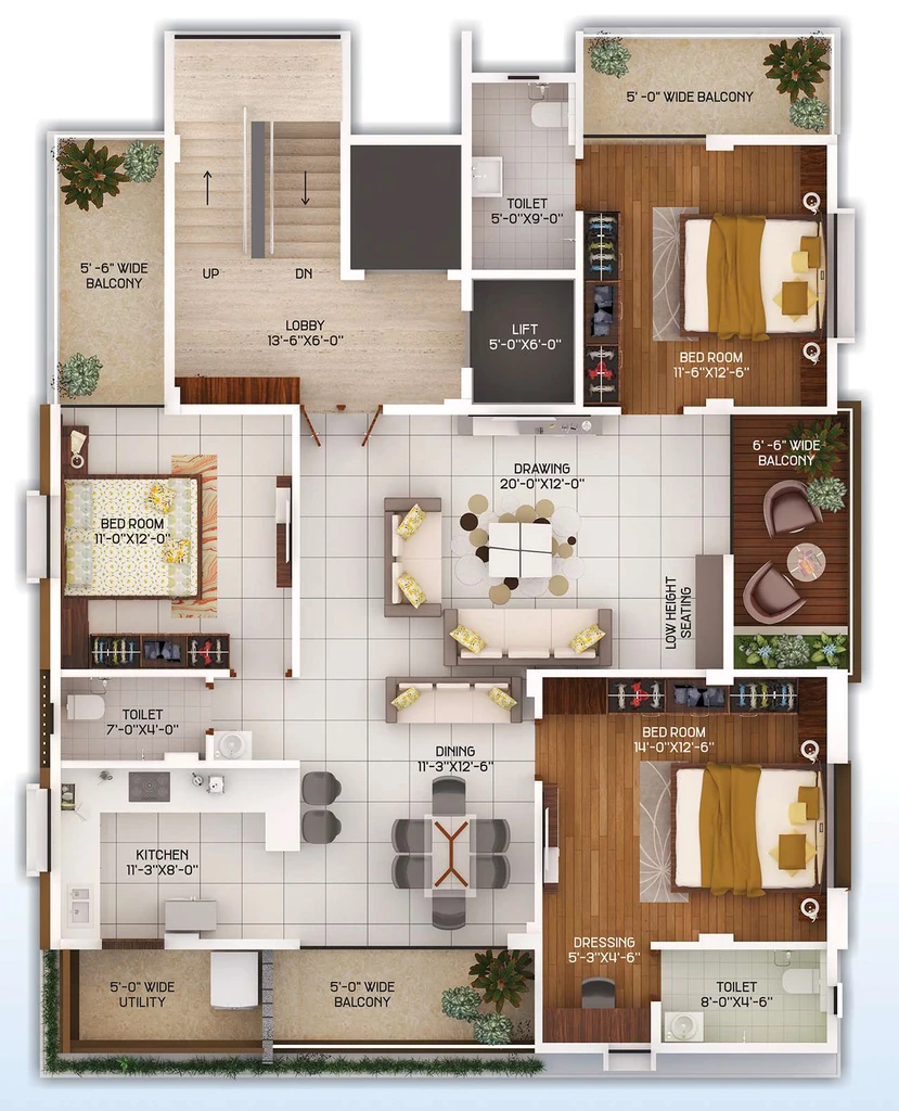 3 BHK Flat in Ficon Eastway in Zingabai Takli, Nagpur - Image 918031