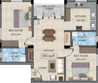 2 BHK Flat in Ara Vinesh Enclave in Kolapakkam, Chennai - Image 917705