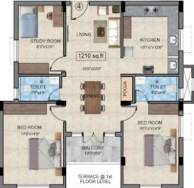 3 BHK Flat in Ara Vinesh Enclave in Kolapakkam, Chennai - Image 917707