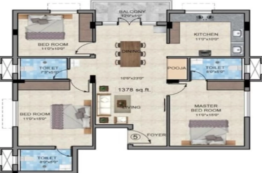3 BHK Flat in Ara Vinesh Enclave in Kolapakkam, Chennai - Image 917708