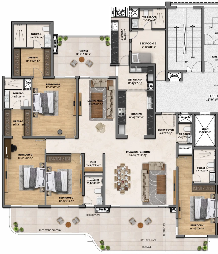 5 BHK Flat in Vamana Riseonic in New Chandigarh, Chandigarh - Image 918158