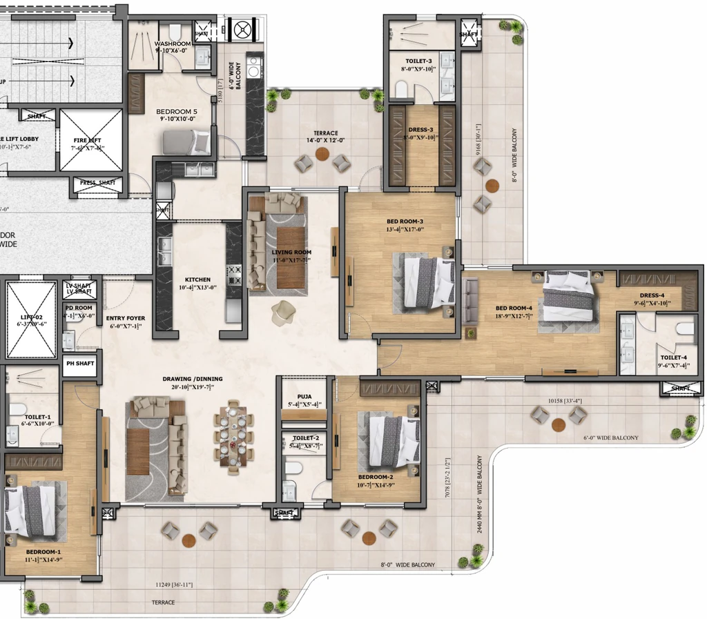 5 BHK Flat in Vamana Riseonic in New Chandigarh, Chandigarh - Image 918159