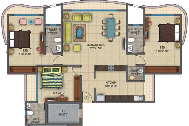 3 BHK Flat in Dheeraj Celestial in Bandra West, Mumbai - Image 918022