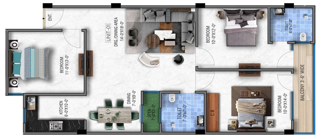 3 BHK Flat in HCS Nature Plus in Chhattarpur, New Delhi - Image 917801