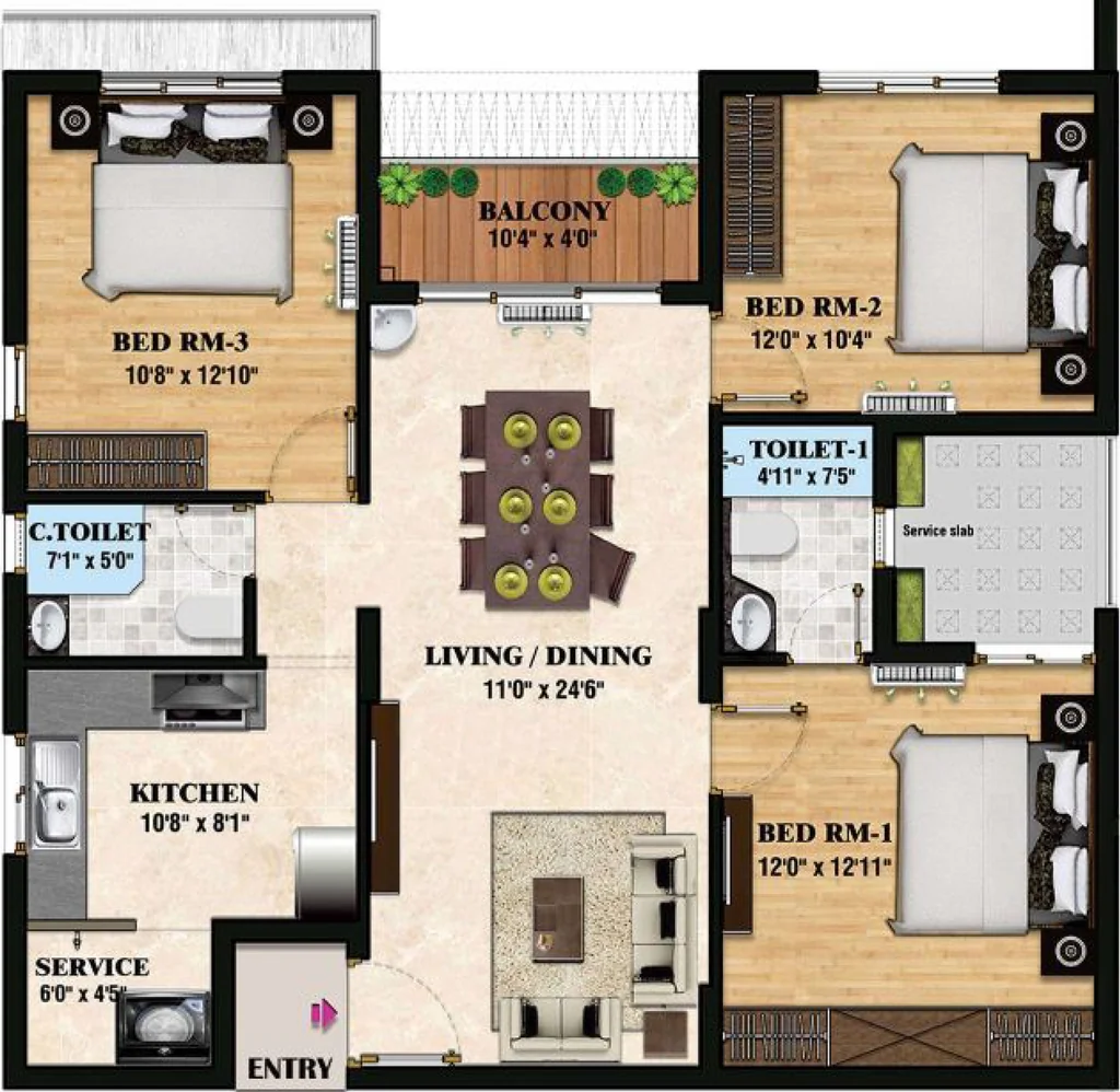 3 BHK Flat in Vencer Palatine in Valasaravakkam, Chennai - Image 917835