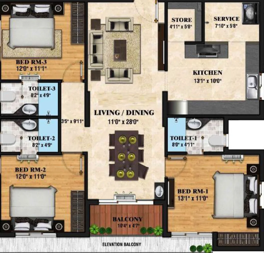 3 BHK Flat in Vencer Palatine in Valasaravakkam, Chennai - Image 917836