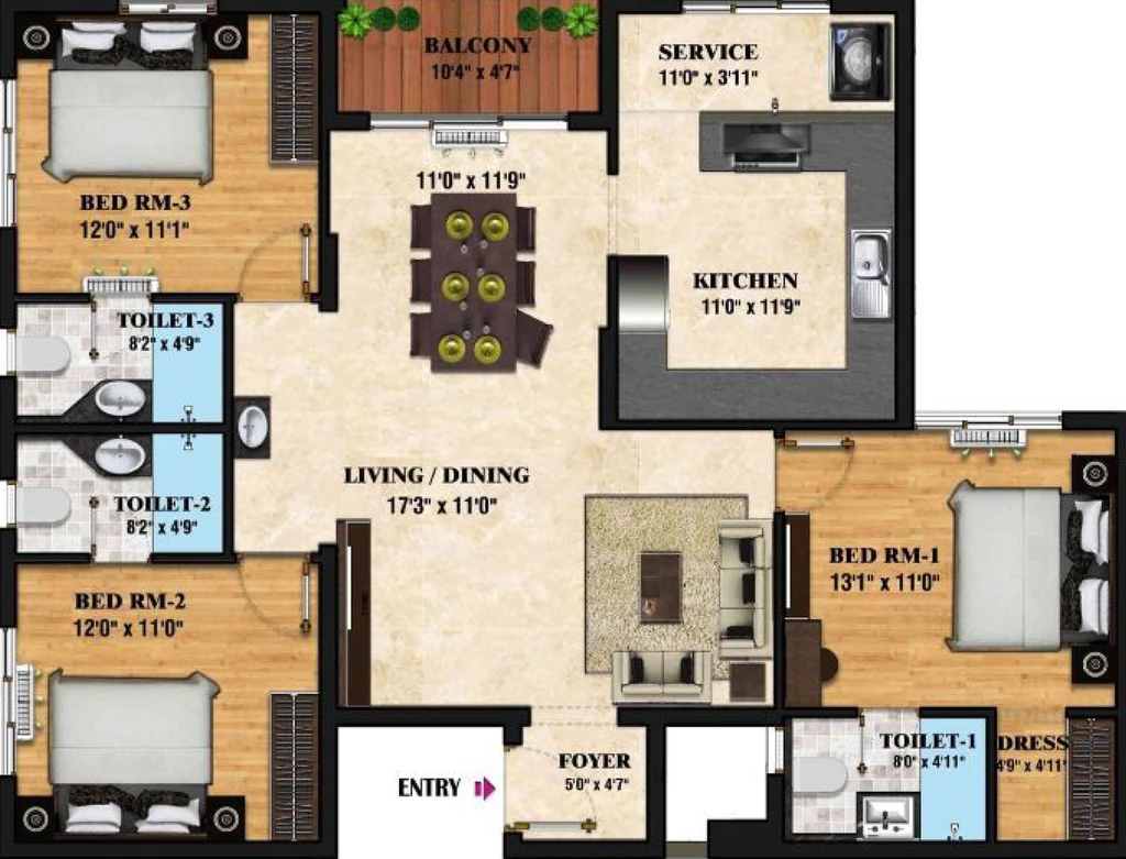 3 BHK Flat in Vencer Palatine in Valasaravakkam, Chennai - Image 917837