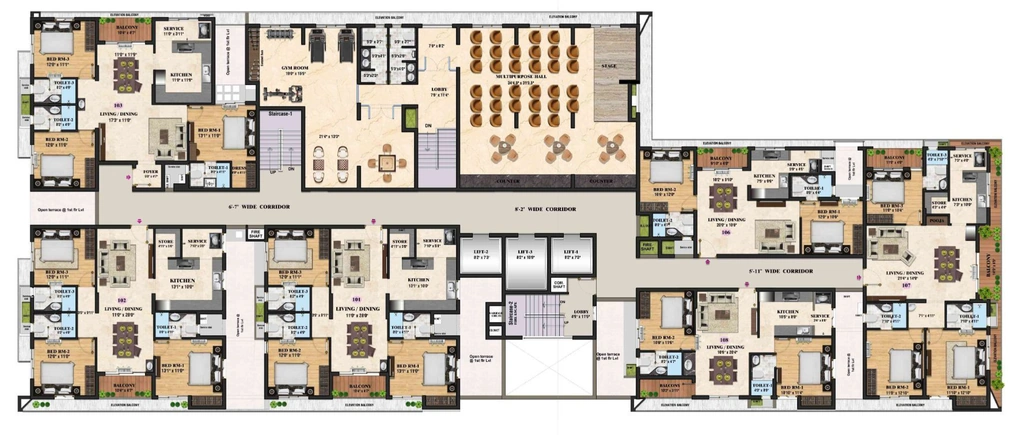 Floor Plan of Vencer Palatine in Valasaravakkam, Chennai - Image 402722