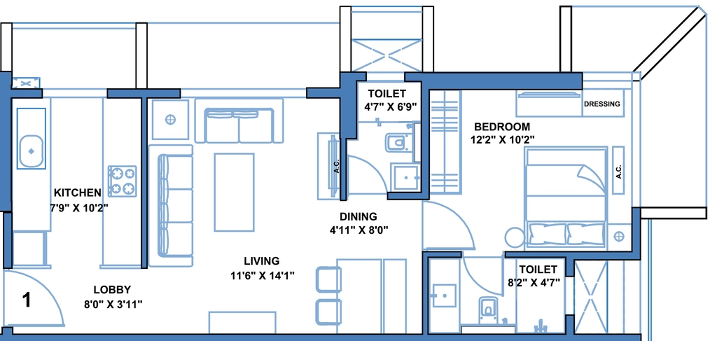 1 BHK Flat in Crest Link in Khar West, Mumbai - Image 918018