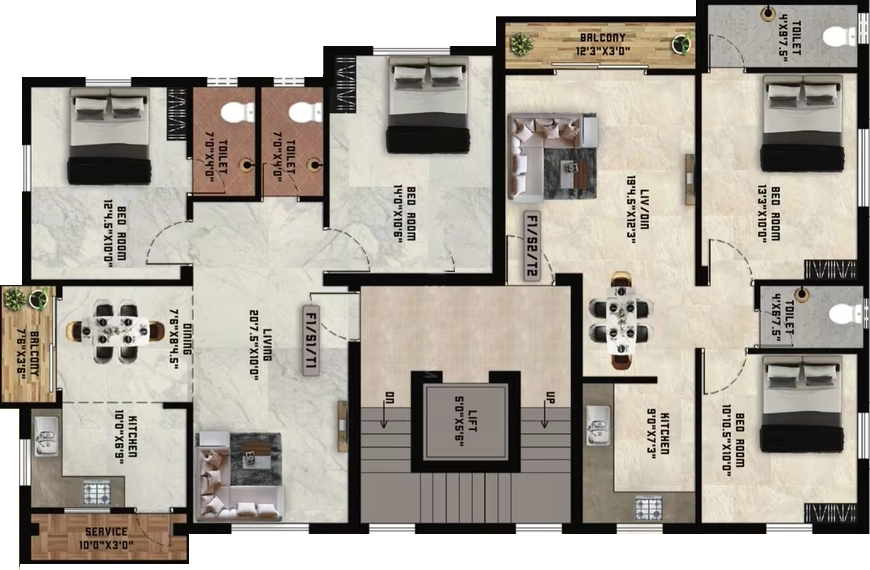 Floor Plan of RR Enclave in Perungudi, Chennai - Image 402799