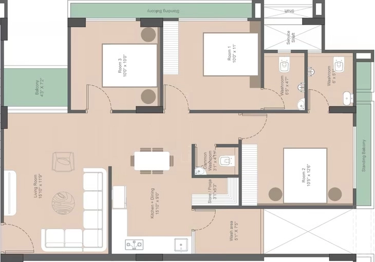 3 BHK Flat in Surya Icon in Shela, Ahmedabad - Image 917871