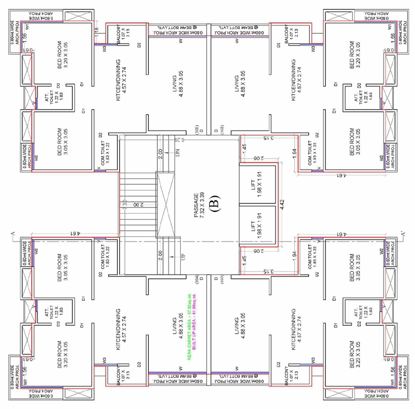 Floor Plan of Ramdev B K Heights in Kosad, Surat - Image 403018