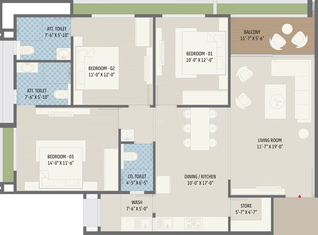 3 BHK Flat in TCC The Centrium 2 in Ranip, Ahmedabad - Image 917895
