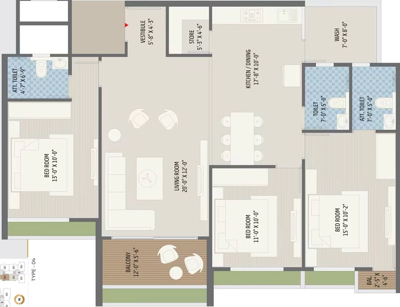 3 BHK Flat in TCC The Centrium 2 in Ranip, Ahmedabad - Image 917896