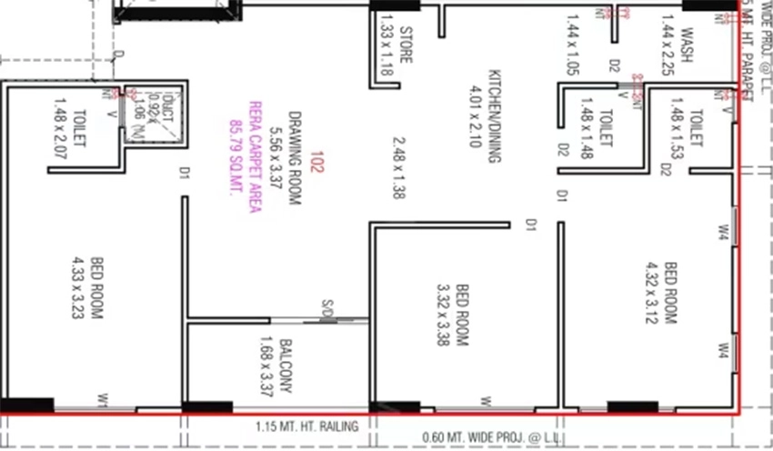 3 BHK Flat in Yashasvi Ekam in Paldi, Ahmedabad - Image 917909