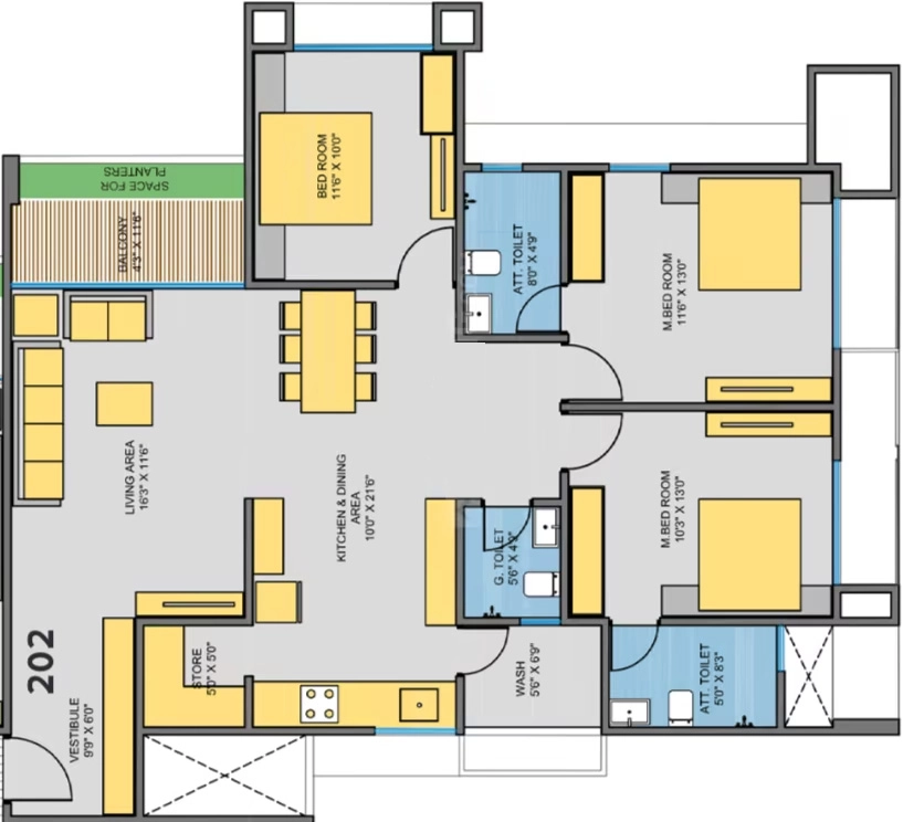 3 BHK Flat in Yashasvi Elegance in Paldi, Ahmedabad - Image 917916