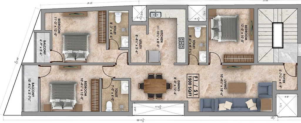 3 BHK Flat in Aara Venus Zircon in Purasaiwakkam, Chennai - Image 918009