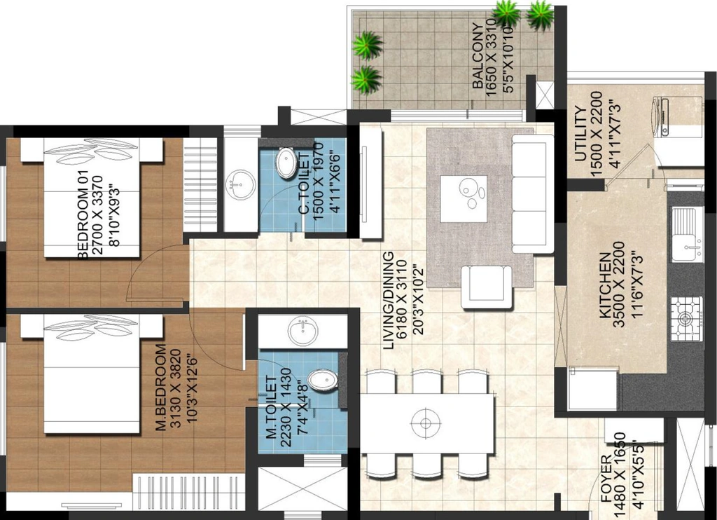 2 BHK Flat in Vista Lalbagh in Sudhama Nagar, Bangalore - Image 917979
