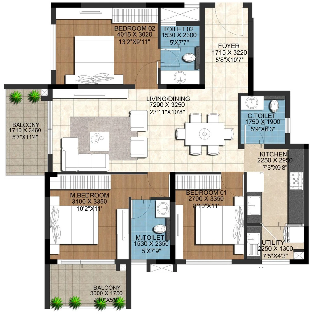 3 BHK Flat in Vista Lalbagh in Sudhama Nagar, Bangalore - Image 917980