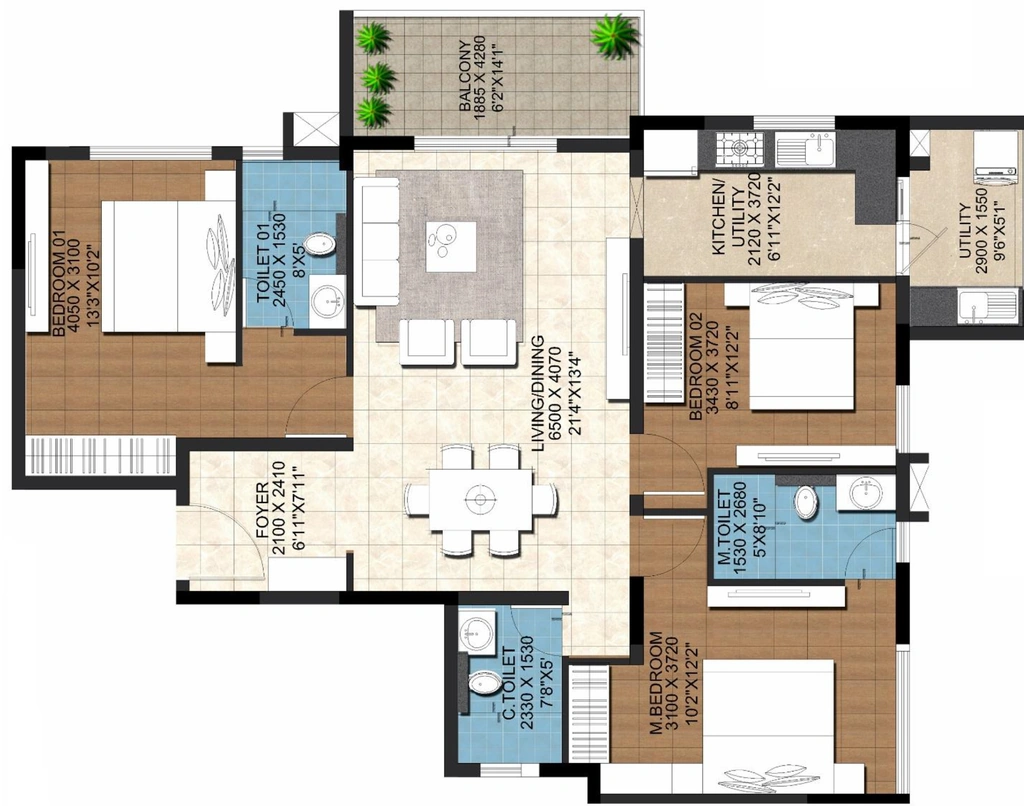 3 BHK Flat in Vista Lalbagh in Sudhama Nagar, Bangalore - Image 917981