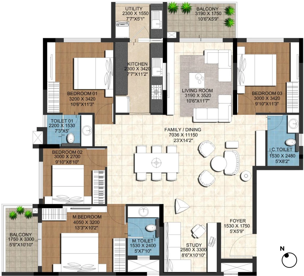 4 BHK Flat in Vista Lalbagh in Sudhama Nagar, Bangalore - Image 917982