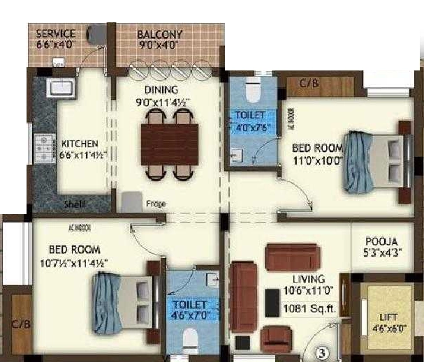 2 BHK Flat in Raunaq Aishwaryam in Arumbakkam, Chennai - Image 917959