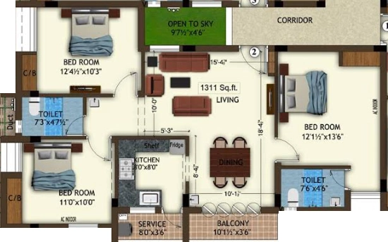 3 BHK Flat in Raunaq Aishwaryam in Arumbakkam, Chennai - Image 917960