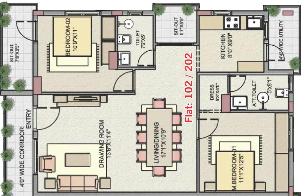 2 BHK Flat in Riverstone Chancellor in Ulsoor, Bangalore - Image 917996