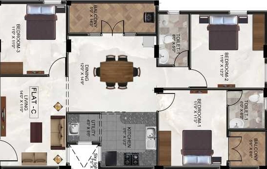 3 BHK Flat in Ramaniyam Vipanchi in Nanganallur, Chennai - Image 917966