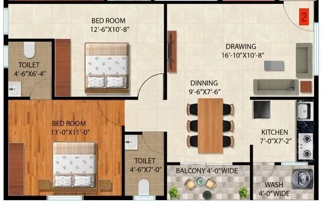 2 BHK Flat in Thanushka Sai Grand in Hennur Road, Bangalore - Image 918005