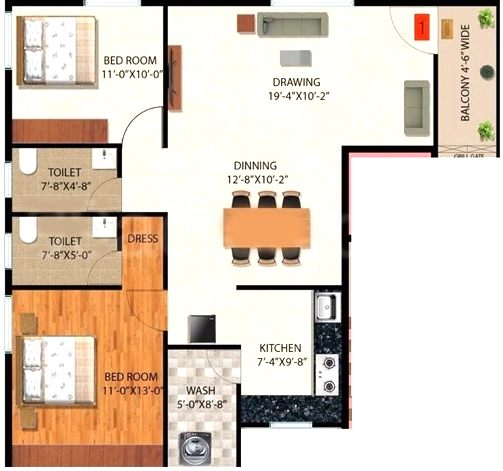 2 BHK Flat in Thanushka Sai Grand in Hennur Road, Bangalore - Image 918006