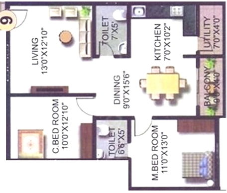 2 BHK Flat in Seven Hills Sreepadam Nivasa in KR Puram, Bangalore - Image 918001