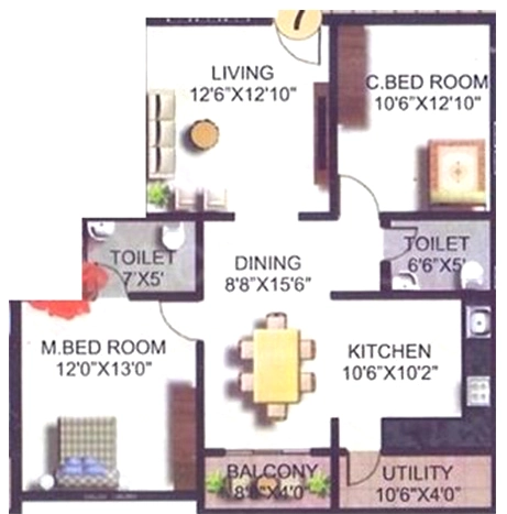 2 BHK Flat in Seven Hills Sreepadam Nivasa in KR Puram, Bangalore - Image 918002