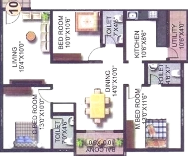 2 BHK Flat in Seven Hills Sreepadam Nivasa in KR Puram, Bangalore - Image 918003