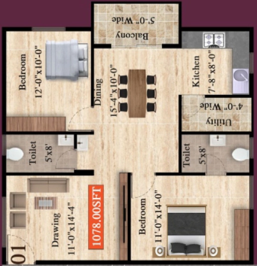 2 BHK Flat in Sri Sai Bharath Towers in Hennur Road, Bangalore - Image 918036