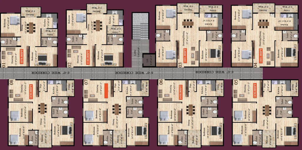 Floor Plan of Sri Sai Bharath Towers in Hennur Road, Bangalore - Image 403244