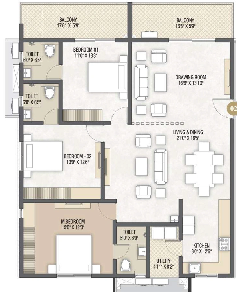 3 BHK Flat in Sri Mithila Nagari in Kollur, Hyderabad - Image 918247