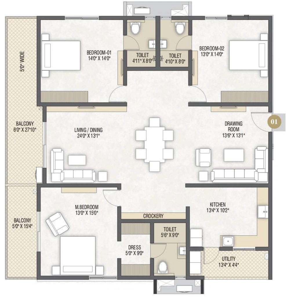 3 BHK Flat in Sri Mithila Nagari in Kollur, Hyderabad - Image 918249