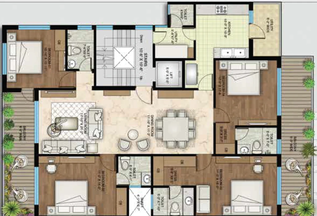 4 BHK Flat in Central Park Flower Valley Clover Floors in Sohna Road, Gurgaon - Image 918084