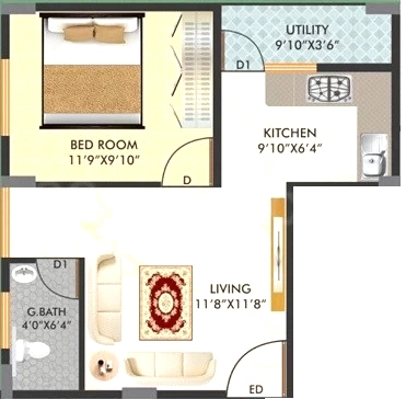 1 BHK Flat in Kinglife Paradise in Ulsoor, Bangalore - Image 918308