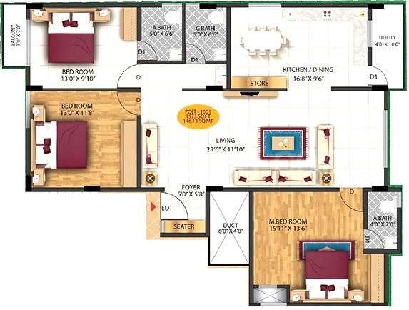 3 BHK Flat in Kinglife Paradise in Ulsoor, Bangalore - Image 918310
