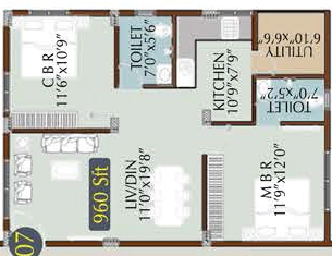 2 BHK Flat in Radiant Silver Bell 2 in Kodigehalli, Bangalore - Image 918326
