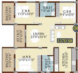 3 BHK Flat in Radiant Silver Bell 2 in Kodigehalli, Bangalore - Image 918328