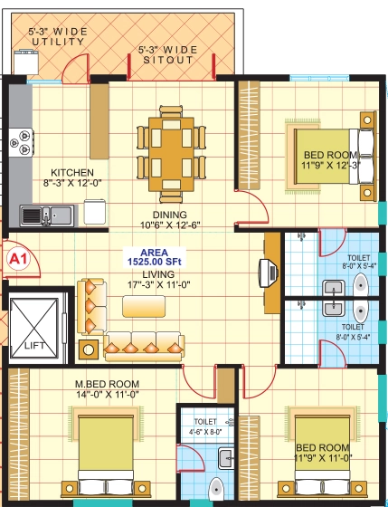 3 BHK Flat in Sandeep Dhruva in Kodihalli, Bangalore - Image 918336